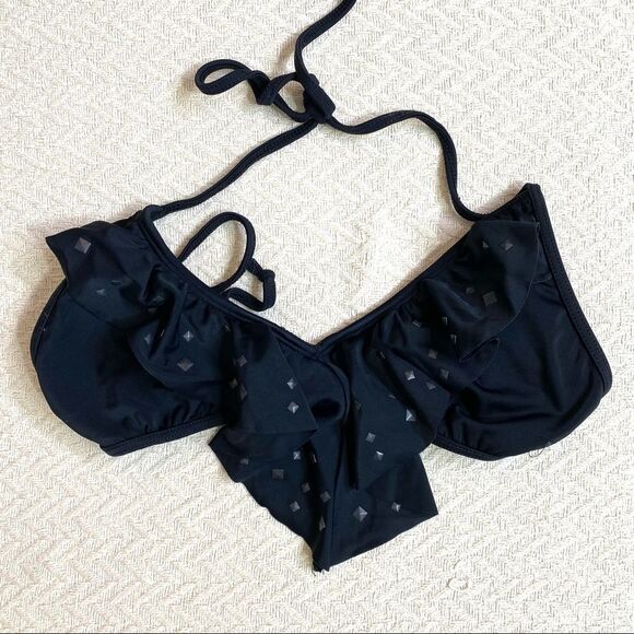 HURLEY Black Fringed Triangle String Bikini Top - Size Small - Picture 3 of 7